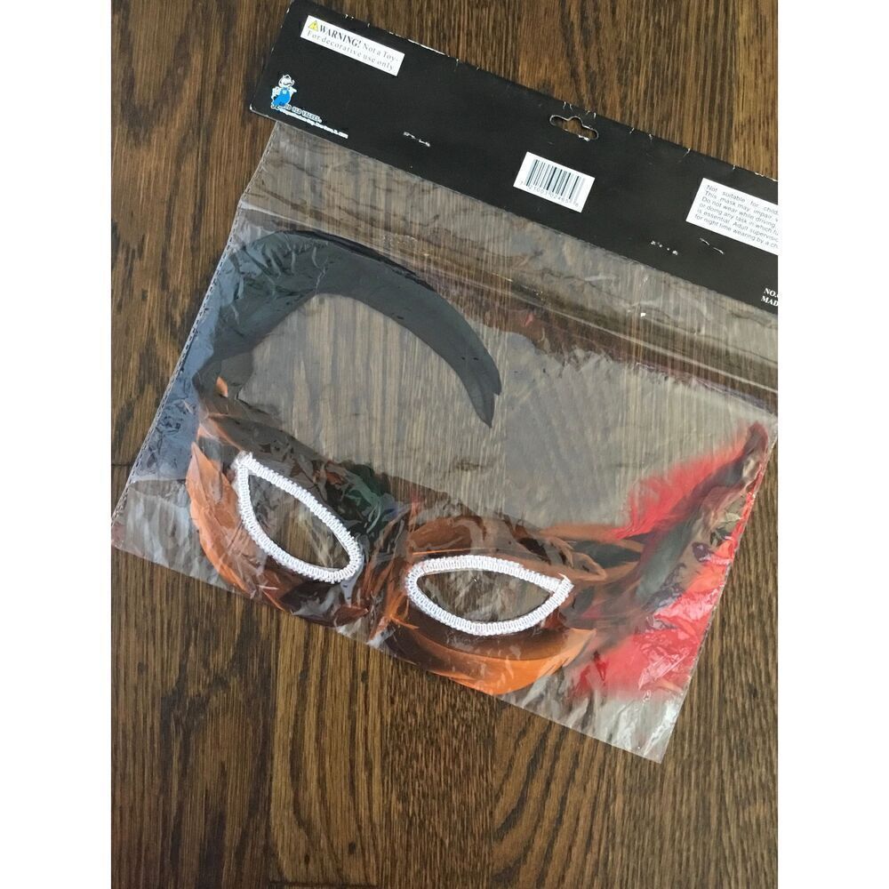 NEW Black Orange Red Mardi Gras Party Halloween Mask One Size
